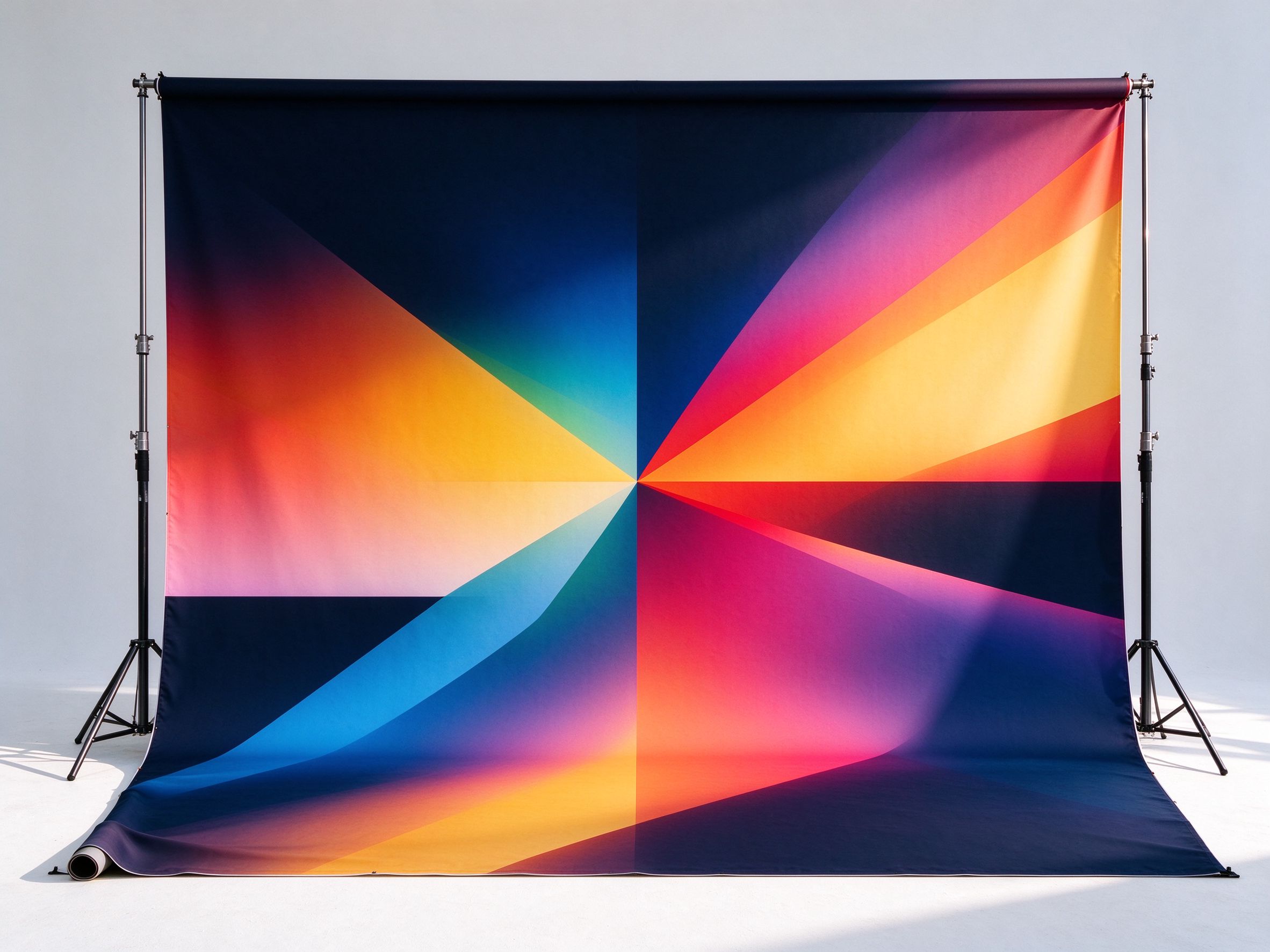 Large printed backdrop on support frame