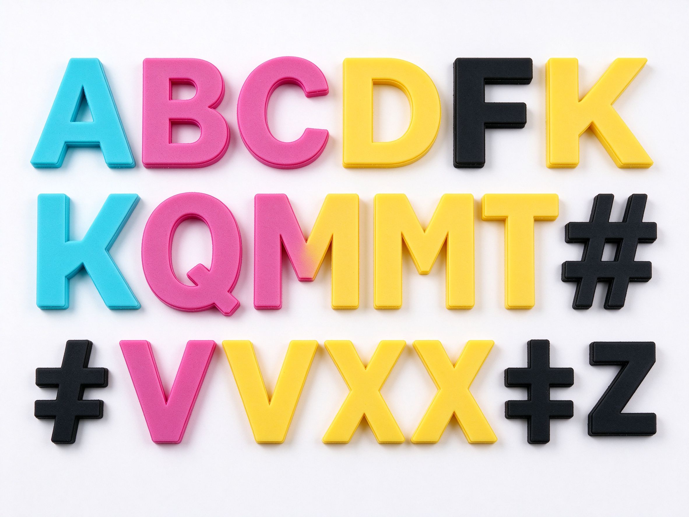 Colorful dimensional cut-out letters