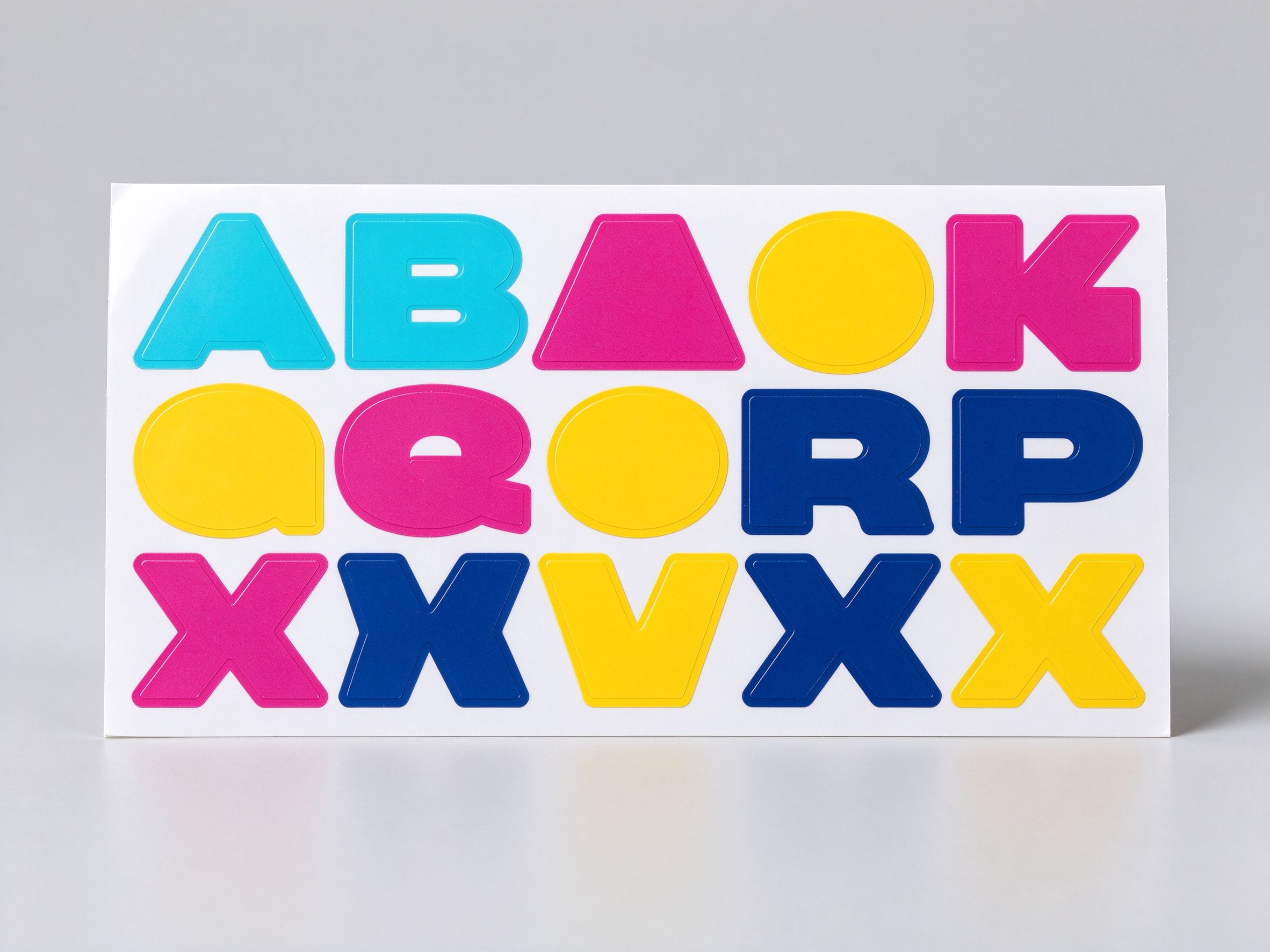 Sheet of colorful printed vinyl stickers